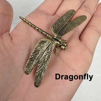 Vintage Brass Dragonfly Butterfly Bee Moth Figurines, Retro Insect Ornaments, Brass Animal Decor, Home Desk Decoration, Collectible Gifts