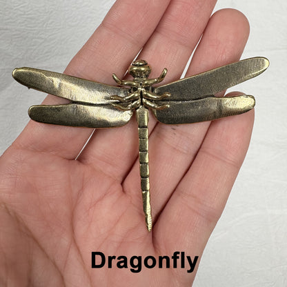 Vintage Brass Dragonfly Butterfly Bee Moth Figurines, Retro Insect Ornaments, Brass Animal Decor, Home Desk Decoration, Collectible Gifts