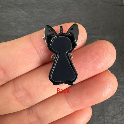 Egyptian Bastet Black Cat Charm, Enamel Cat Pendant for Jewelry Making