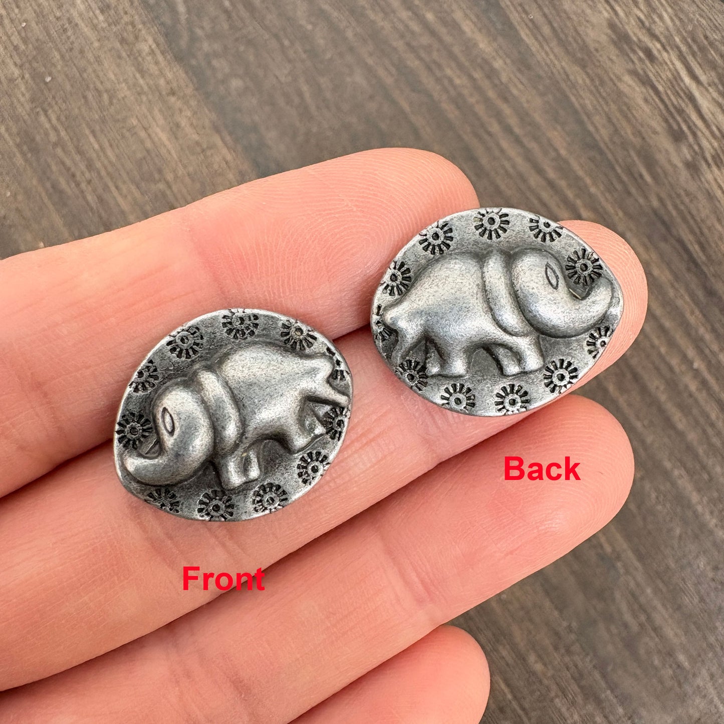 Thai Karen Hill Tribe Style Silver Tribal Elephant Oval Charms - 4Pcs Vintage Antique Silver Elephant Pendants for Jewelry Making