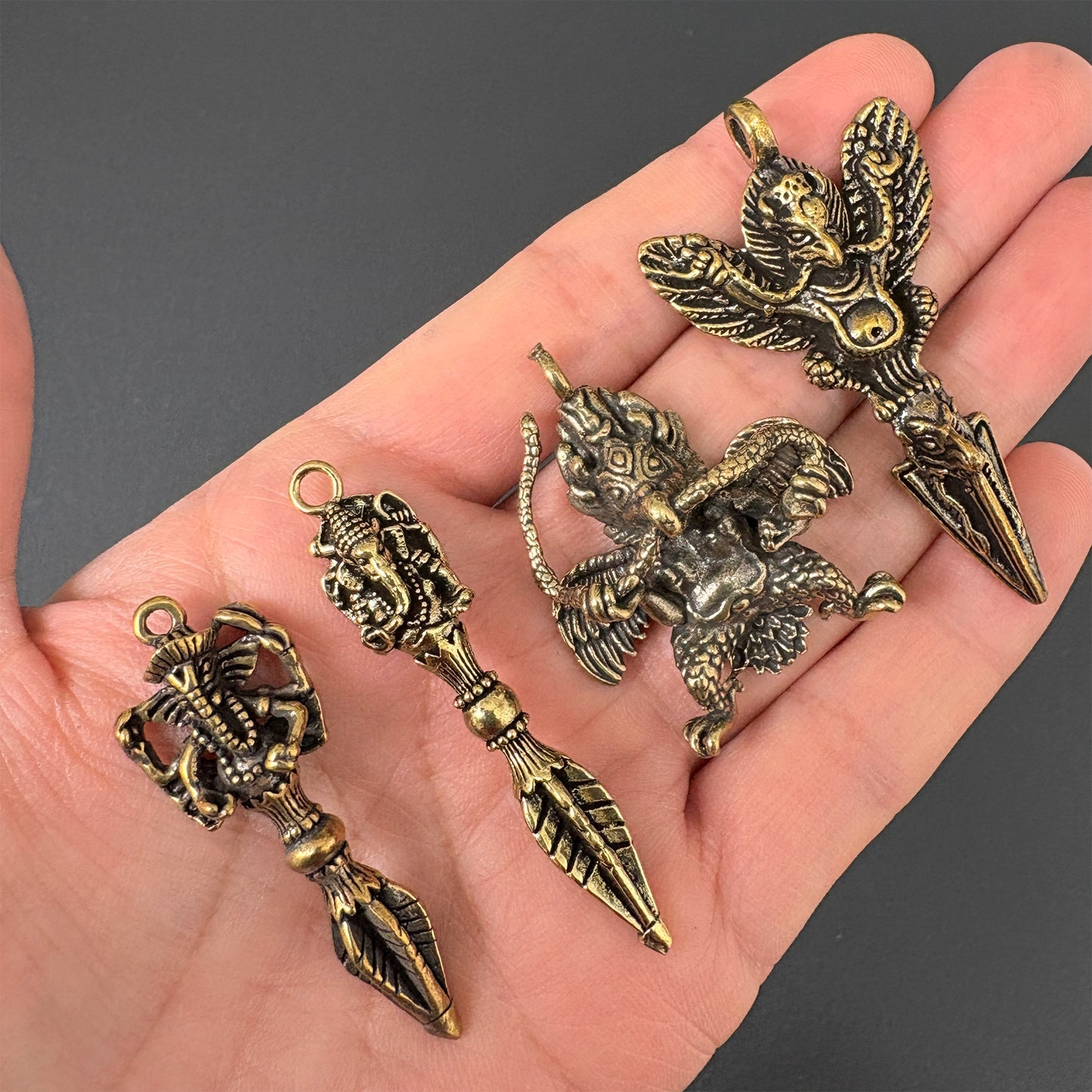 Elephant/Garuda  Phurba Pendant, Demon-Subduing Vajra, Tibetan Buddhist Protection Charm