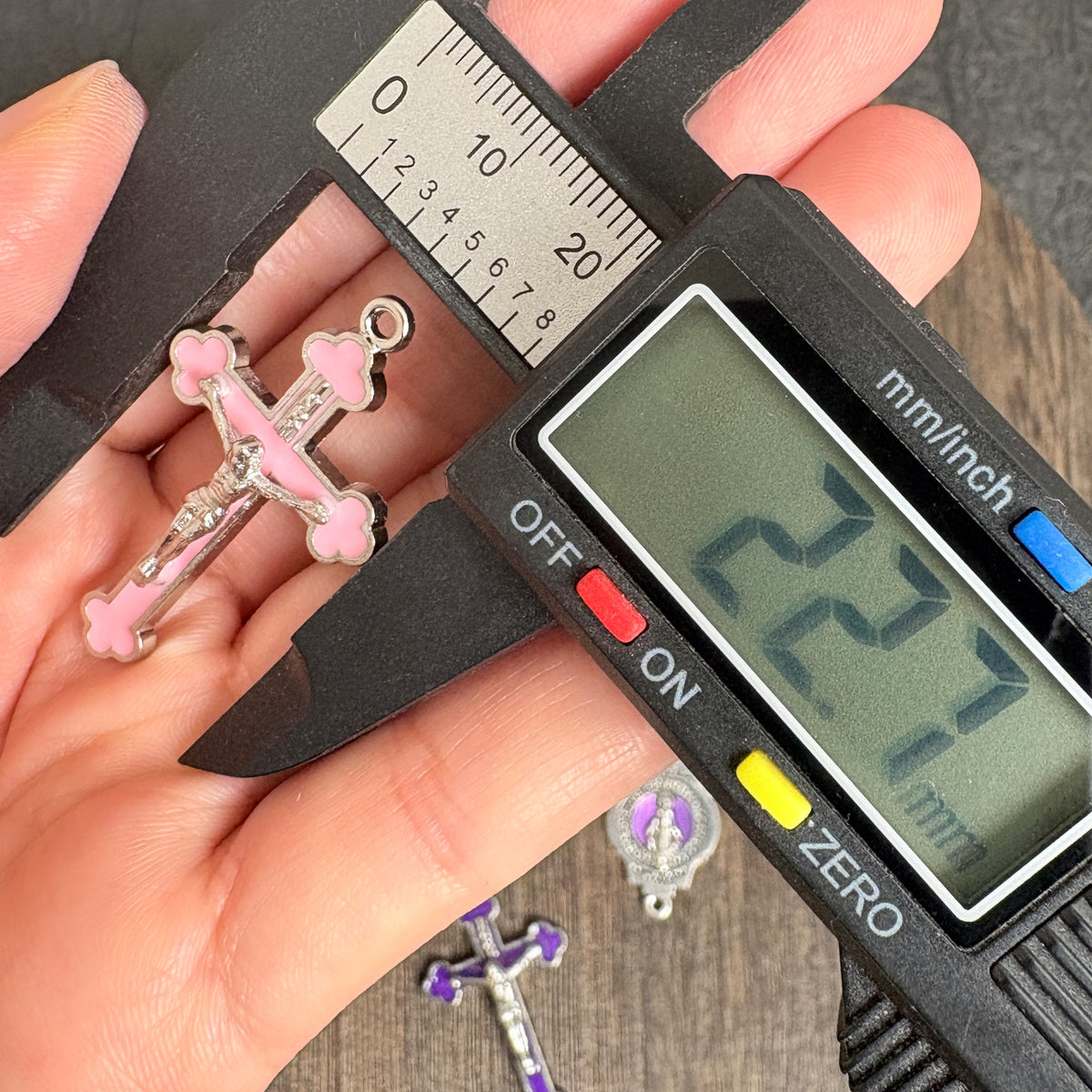 Enamel Our Lady Connector & Crucifix Set, Multicolor Pink Red Purple Black Blue, Religious DIY Rosary Necklace Supplies