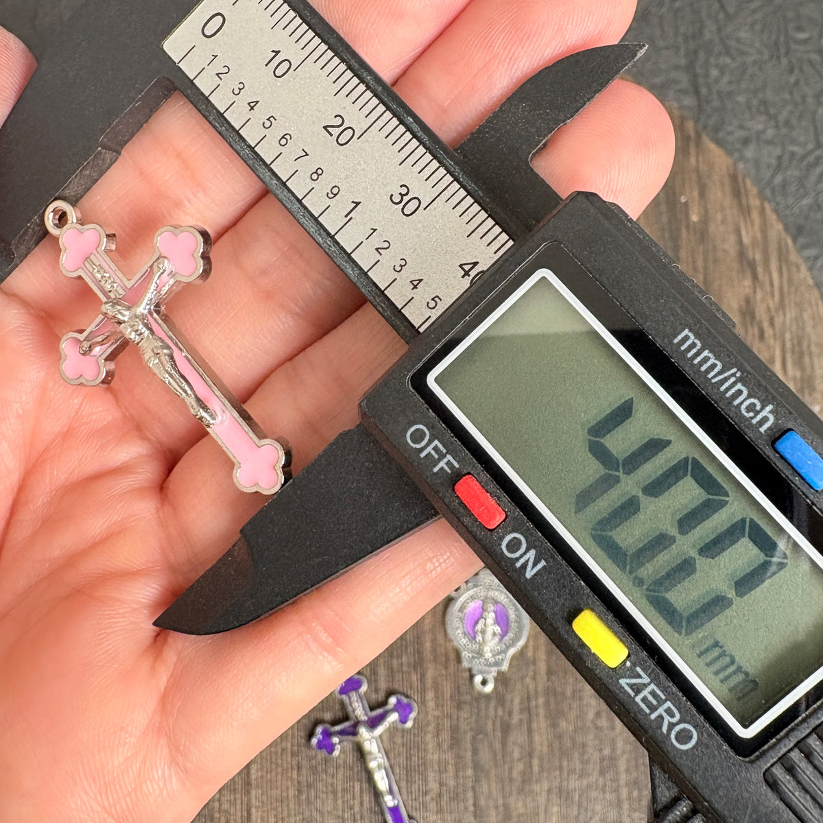 Enamel Our Lady Connector & Crucifix Set, Multicolor Pink Red Purple Black Blue, Religious DIY Rosary Necklace Supplies