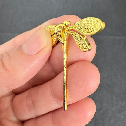 Enamel Turquoise Color Dragonfly Pendant, Gold Tone Dragonfly Charm for Jewelry Making