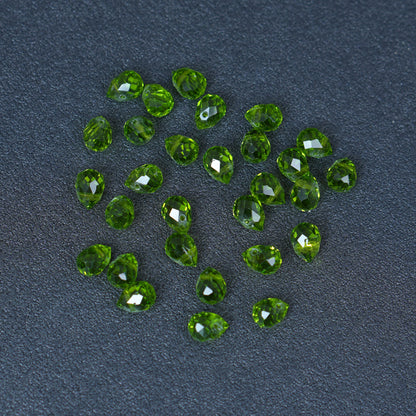 40Pcs Faceted Teardrop Glass Beads, Peridot 8x10mm, Top Hole Beads for Jewelry Making