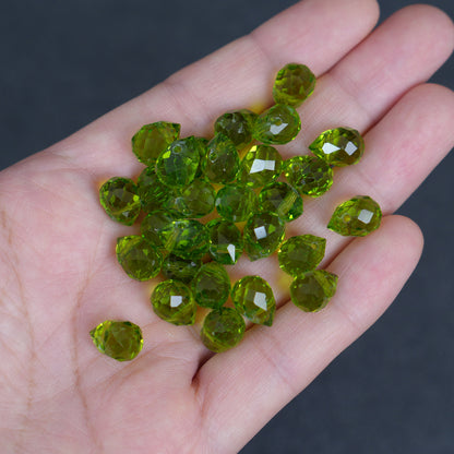40Pcs Faceted Teardrop Glass Beads, Peridot 8x10mm, Top Hole Beads for Jewelry Making