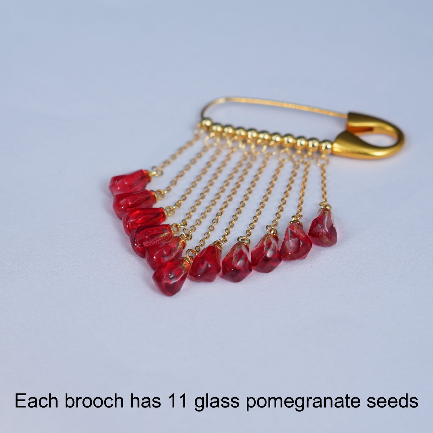 Glass Pomegranate Seeds Tassel Brooch – Handcrafted Elegant Gift for Her