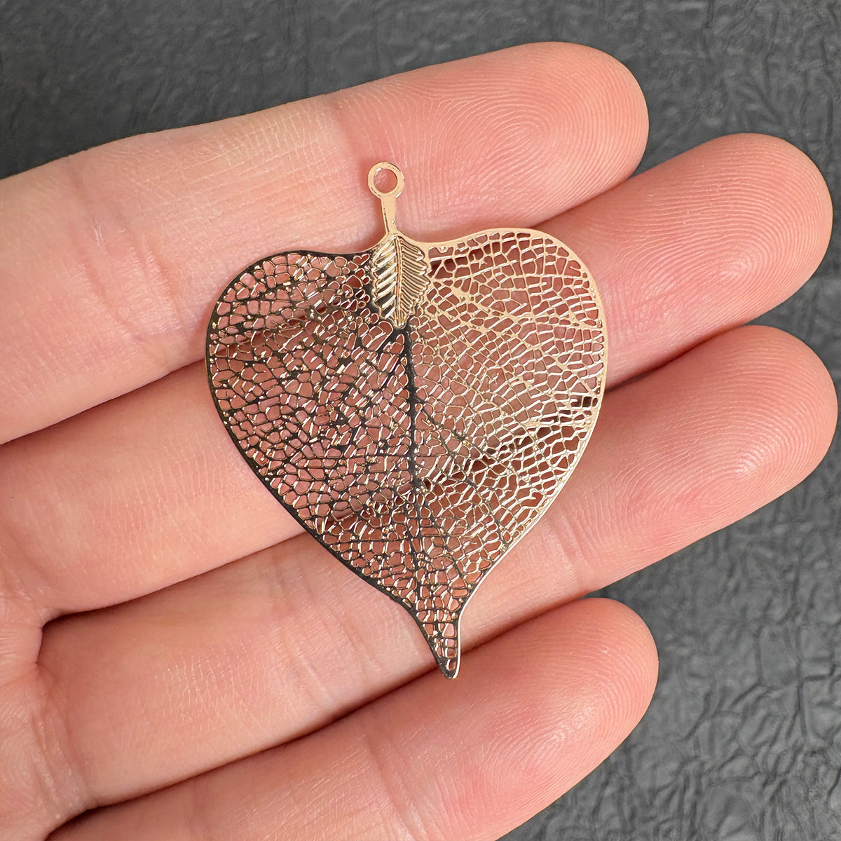 2PCS Gold  Skeleton Poplar Leaf Pendants for Craft Jewelry Bookmarks