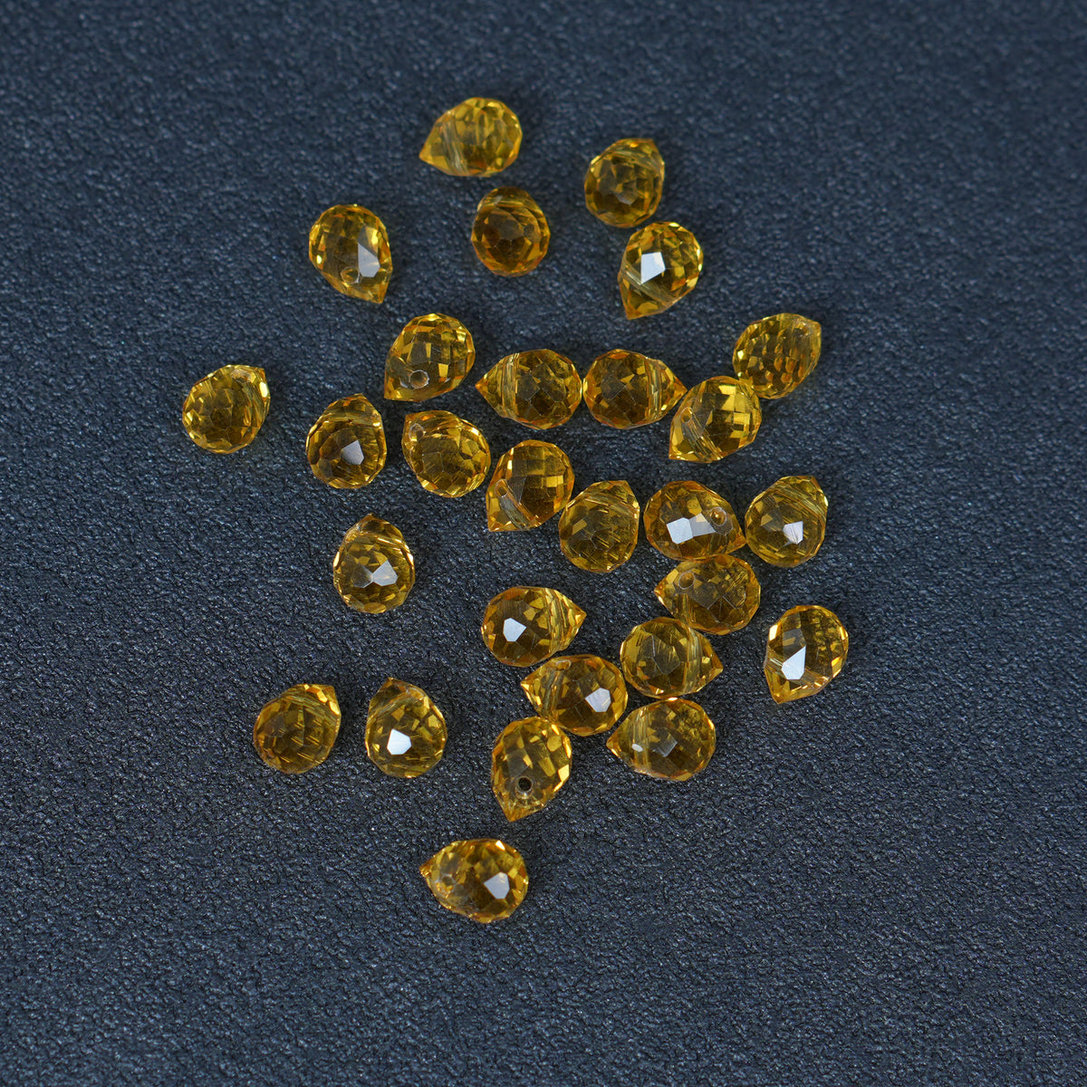 40PCS Golden Yellow Faceted Teardrop Glass Beads, 8x10mm for Jewelry Making