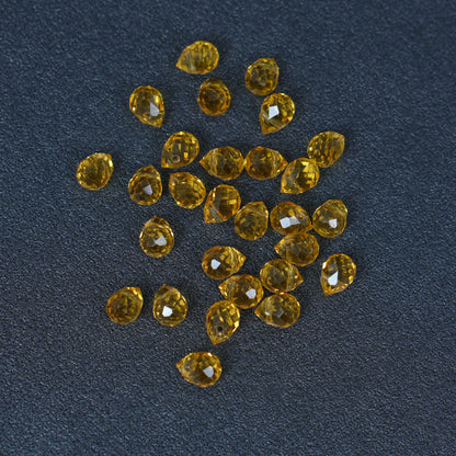 40PCS Golden Yellow Faceted Teardrop Glass Beads, 8x10mm for Jewelry Making