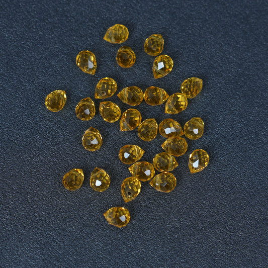 40PCS Golden Yellow Faceted Teardrop Glass Beads, 8x10mm for Jewelry Making