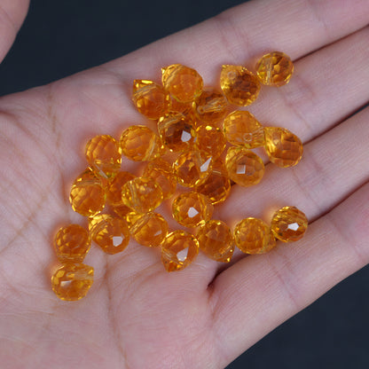 40PCS Golden Yellow Faceted Teardrop Glass Beads, 8x10mm for Jewelry Making