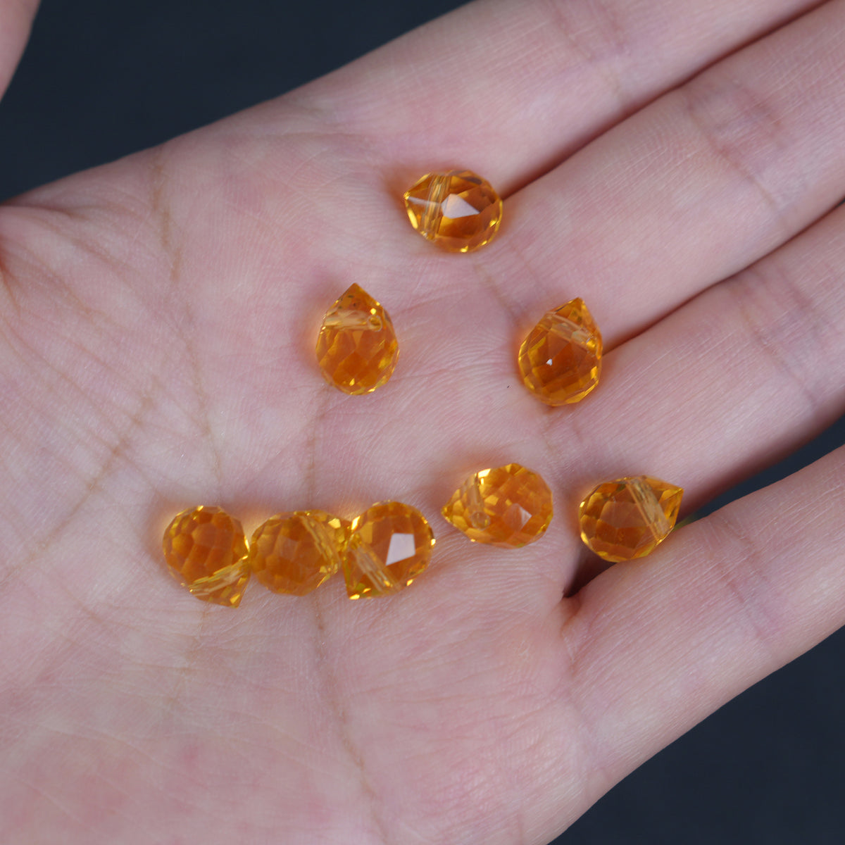 40PCS Golden Yellow Faceted Teardrop Glass Beads, 8x10mm for Jewelry Making