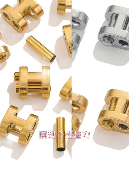 Stainless Steel H Clasp Cord Locks, Adjustable Titanium Steel Bracelet Buckles, DIY Braided Rope Leather Jewelry Findings