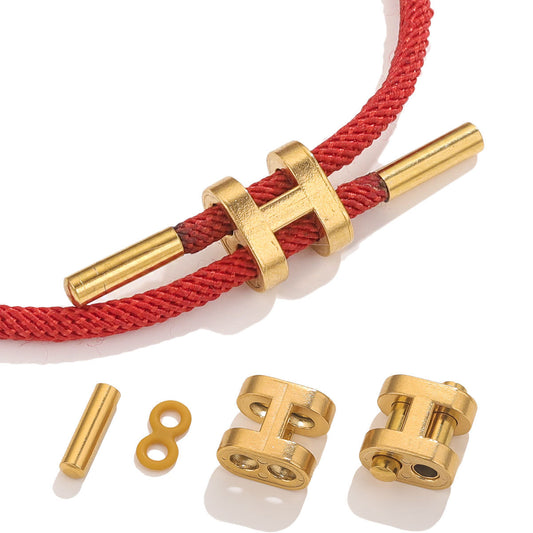 Stainless Steel H Clasp Cord Locks, Adjustable Titanium Steel Bracelet Buckles, DIY Braided Rope Leather Jewelry Findings