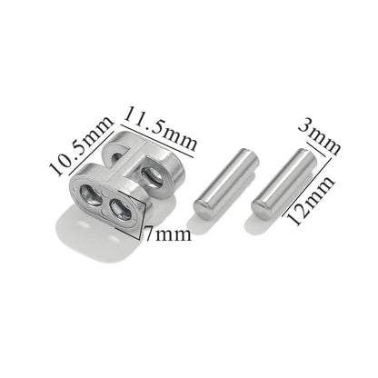 Stainless Steel H Clasp Cord Locks, Adjustable Titanium Steel Bracelet Buckles, DIY Braided Rope Leather Jewelry Findings