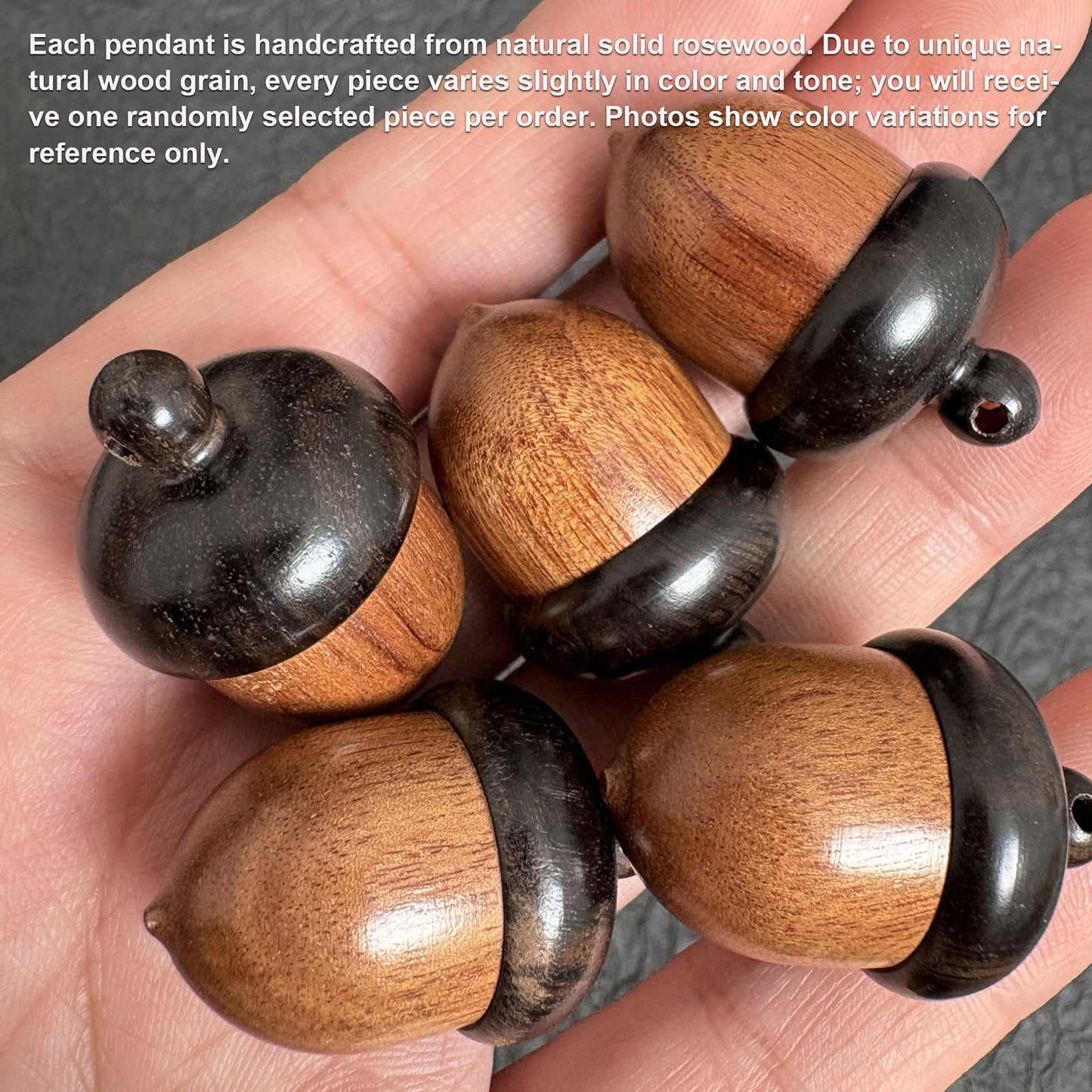 Hand Carved Rosewood Acorn Pinecone Box Pendant, Mini Wooden Wish Pill Box, Nature Keepsake Trinket Container