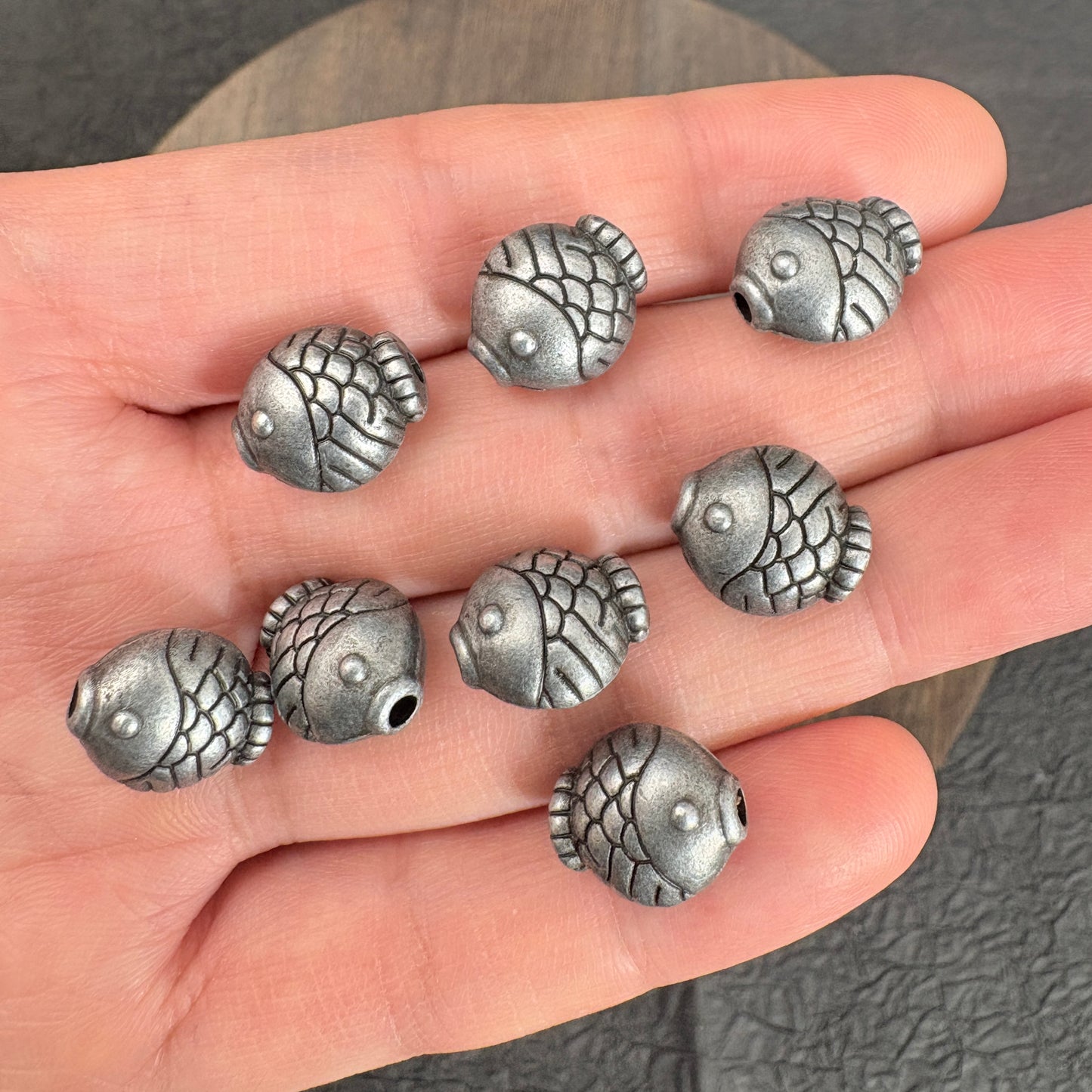10PCS Antique Silver Fish Beads, Tibetan Style Spacer Beads for Jewelry Making