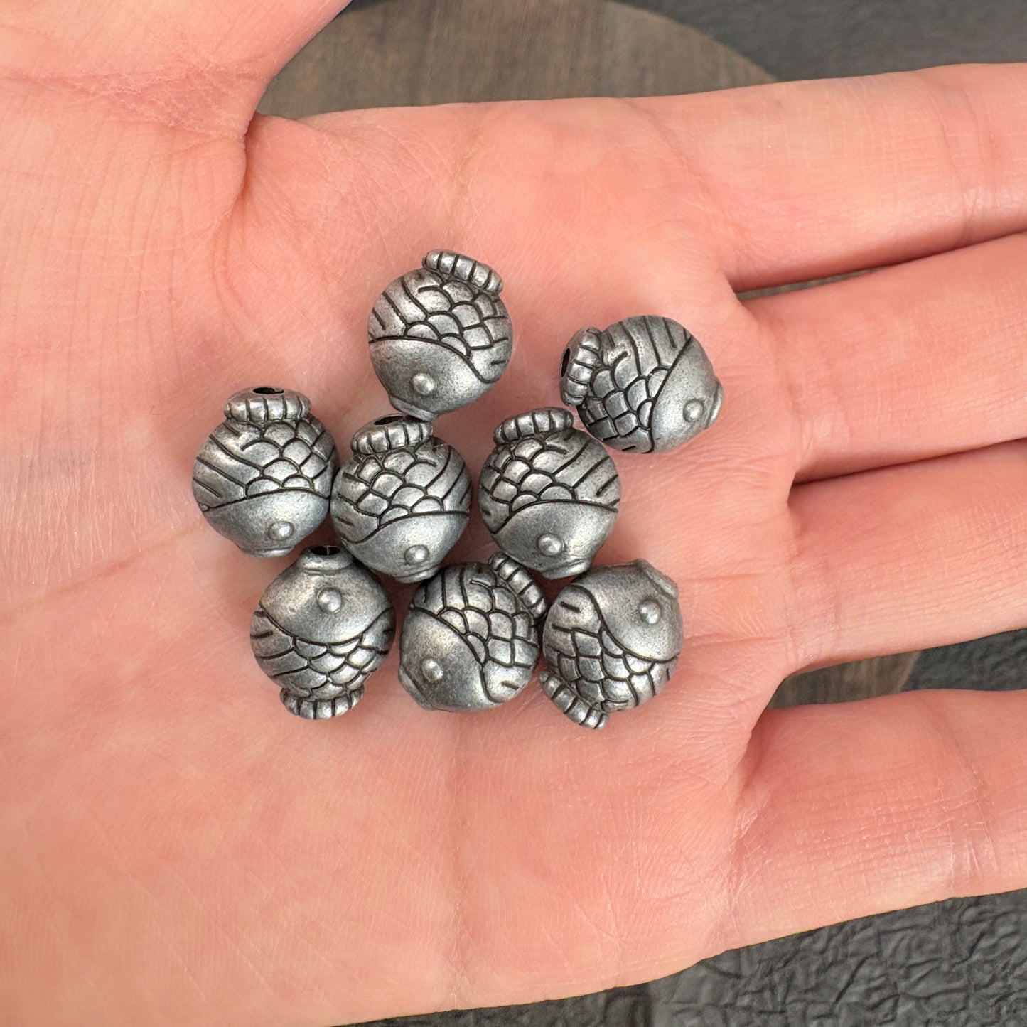 10PCS Antique Silver Fish Beads, Tibetan Style Spacer Beads for Jewelry Making