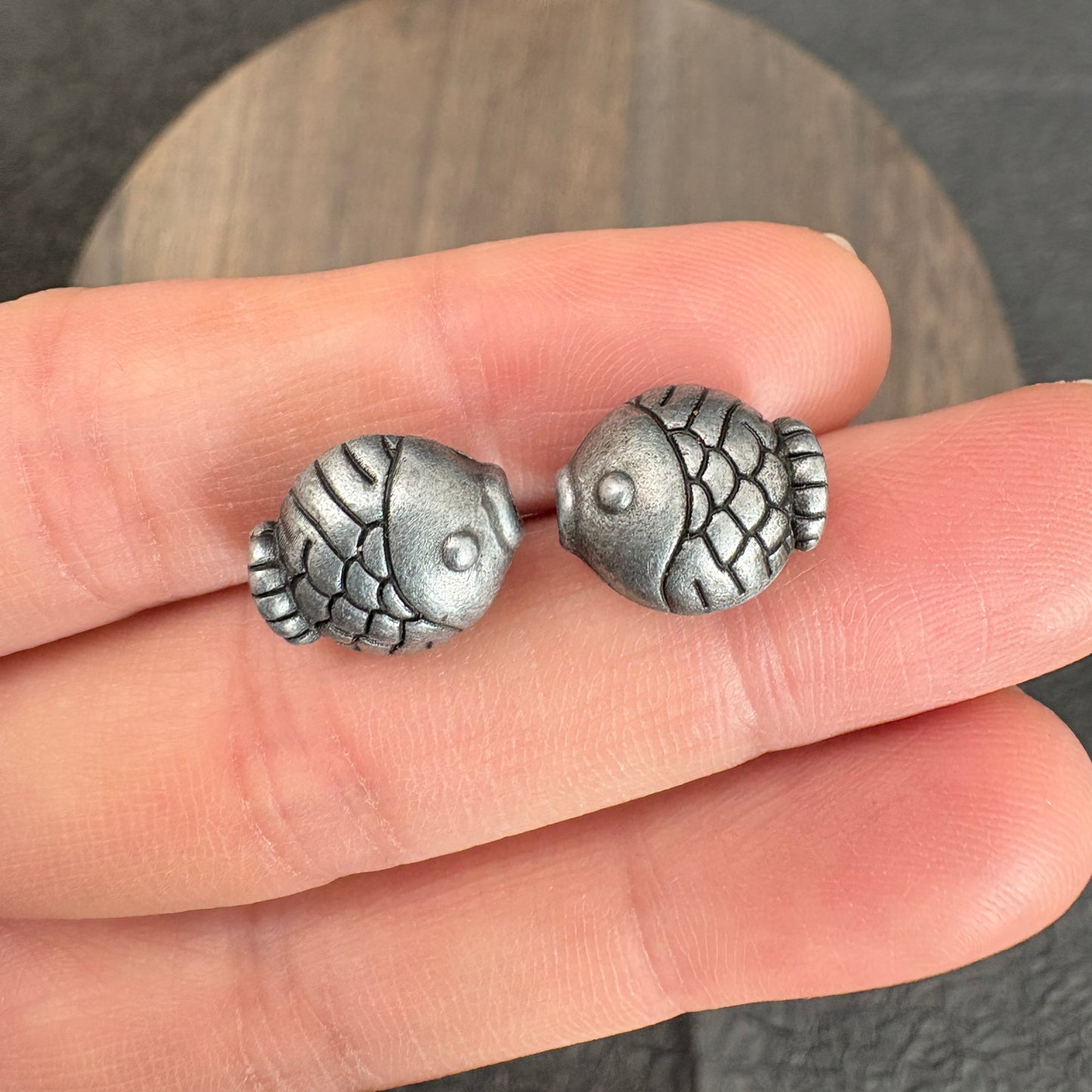 10PCS Antique Silver Fish Beads, Tibetan Style Spacer Beads for Jewelry Making