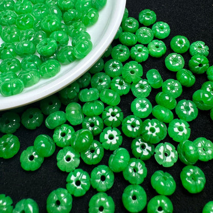 2PCS 8×5mm Green Jade Pumpkin Beads | DIY Jewelry Making Findings