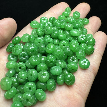 2PCS 8×5mm Green Jade Pumpkin Beads | DIY Jewelry Making Findings