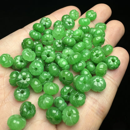 2PCS 8×5mm Green Jade Pumpkin Beads | DIY Jewelry Making Findings
