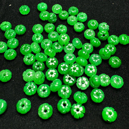 2PCS 8×5mm Green Jade Pumpkin Beads | DIY Jewelry Making Findings