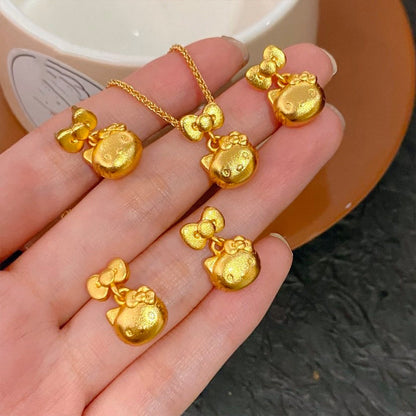 Sandal Gold Hello Kitty Charm, DIY Jewelry Pendant, Cute Kawaii Accessory