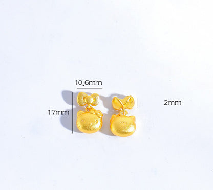 Sandal Gold Hello Kitty Charm, DIY Jewelry Pendant, Cute Kawaii Accessory
