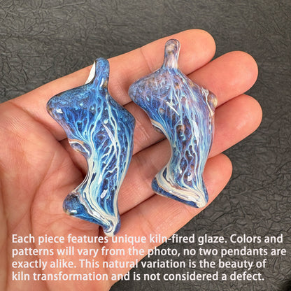Kiln Fired Ceramic Dolphin Whistle Pendant,Ocean DIY Jewelry Charm