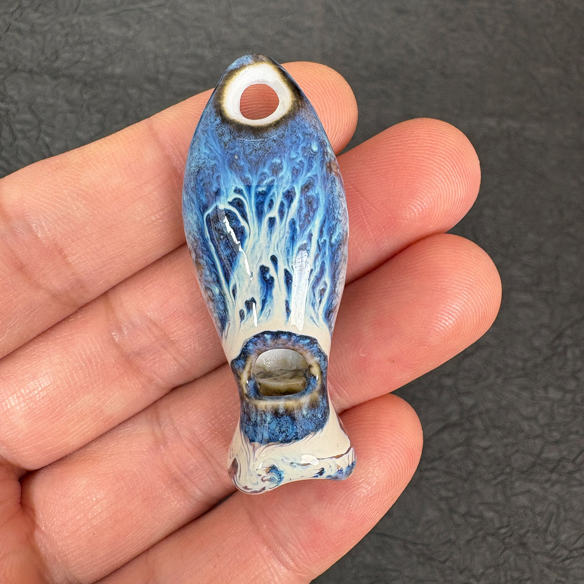Kiln Fired Ceramic Fish Whistle Pendant, Ocean DIY Jewelry Charm