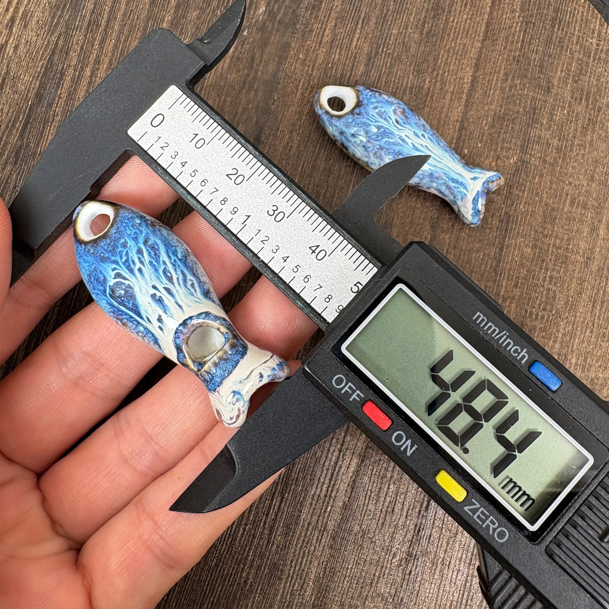 Kiln Fired Ceramic Fish Whistle Pendant, Ocean DIY Jewelry Charm