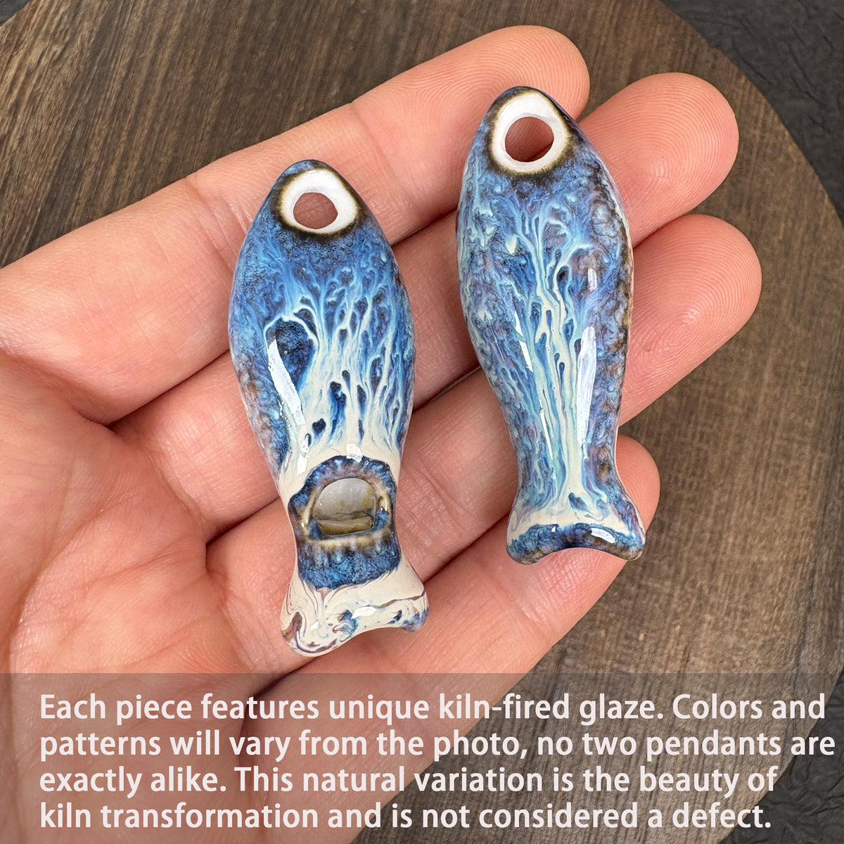 Kiln Fired Ceramic Fish Whistle Pendant, Ocean DIY Jewelry Charm
