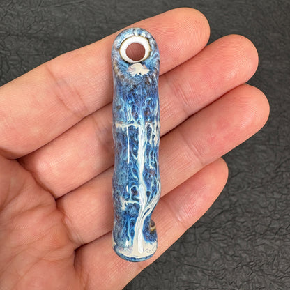 Kiln Fired Ceramic bamboo joint Whistle Pendant, DIY Jewelry Charm