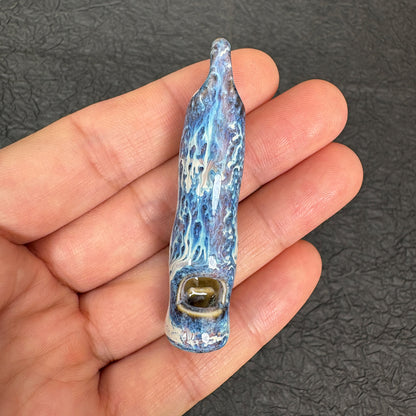 Kiln Fired Ceramic bamboo joint Whistle Pendant, DIY Jewelry Charm