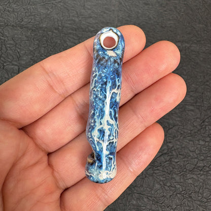 Kiln Fired Ceramic bamboo joint Whistle Pendant, DIY Jewelry Charm