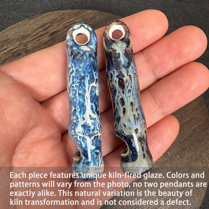 Kiln Fired Ceramic bamboo joint Whistle Pendant, DIY Jewelry Charm