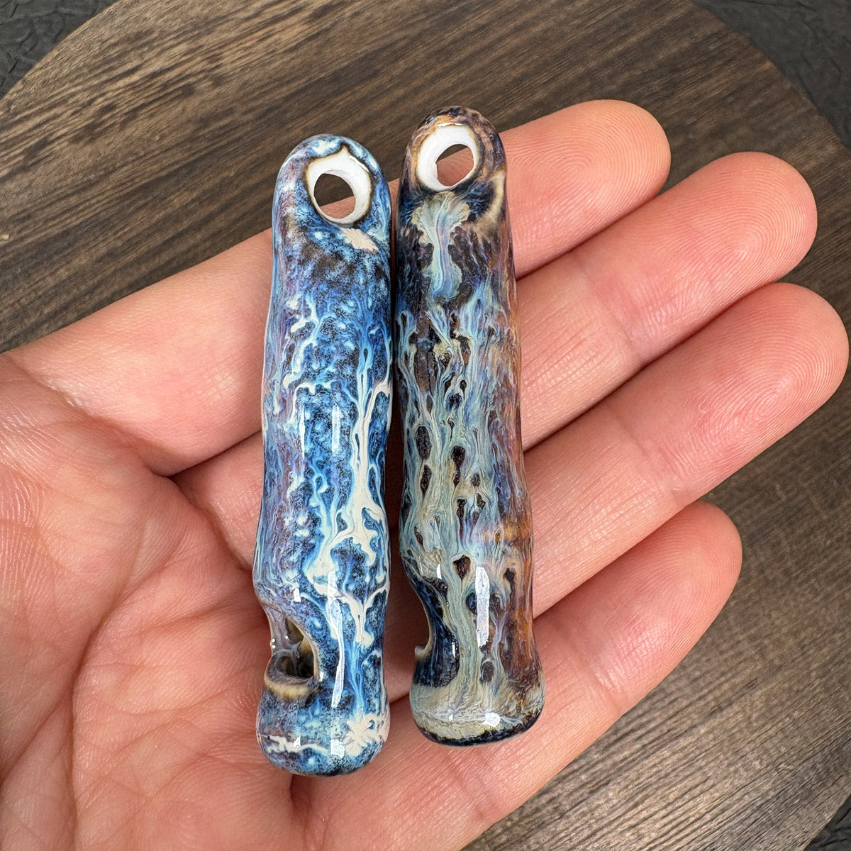 Kiln Fired Ceramic bamboo joint Whistle Pendant, DIY Jewelry Charm