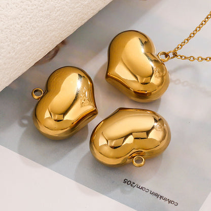 High Polished  Heart Pendant Love Clavicle Chain - Stylish, Versatile Jewelry Accessory with Large Heart Design