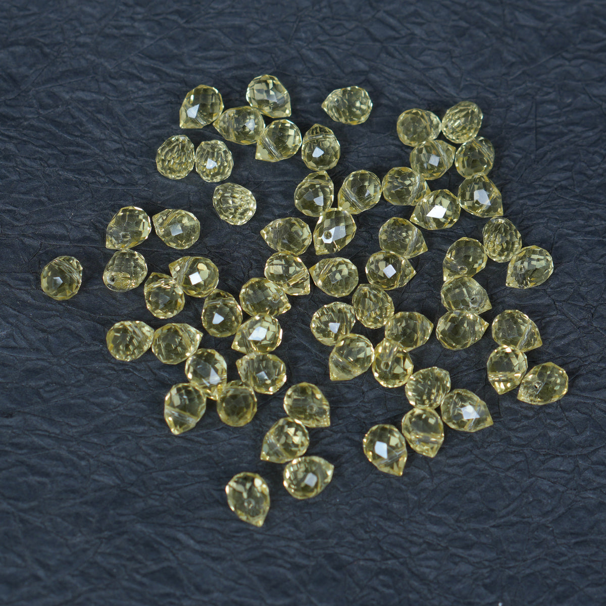 40PCS Lemon Yellow Faceted Teardrop Glass Beads, 8x10mm for Jewelry Making