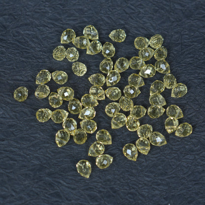 40PCS Lemon Yellow Faceted Teardrop Glass Beads, 8x10mm for Jewelry Making