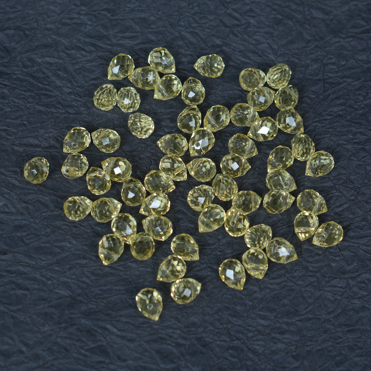 40PCS Lemon Yellow Faceted Teardrop Glass Beads, 8x10mm for Jewelry Making