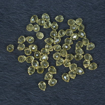 40PCS Lemon Yellow Faceted Teardrop Glass Beads, 8x10mm for Jewelry Making