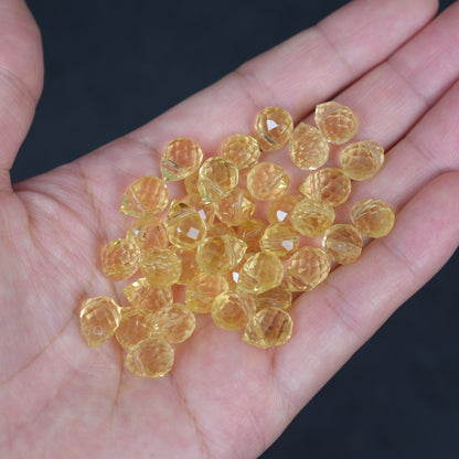 40PCS Lemon Yellow Faceted Teardrop Glass Beads, 8x10mm for Jewelry Making