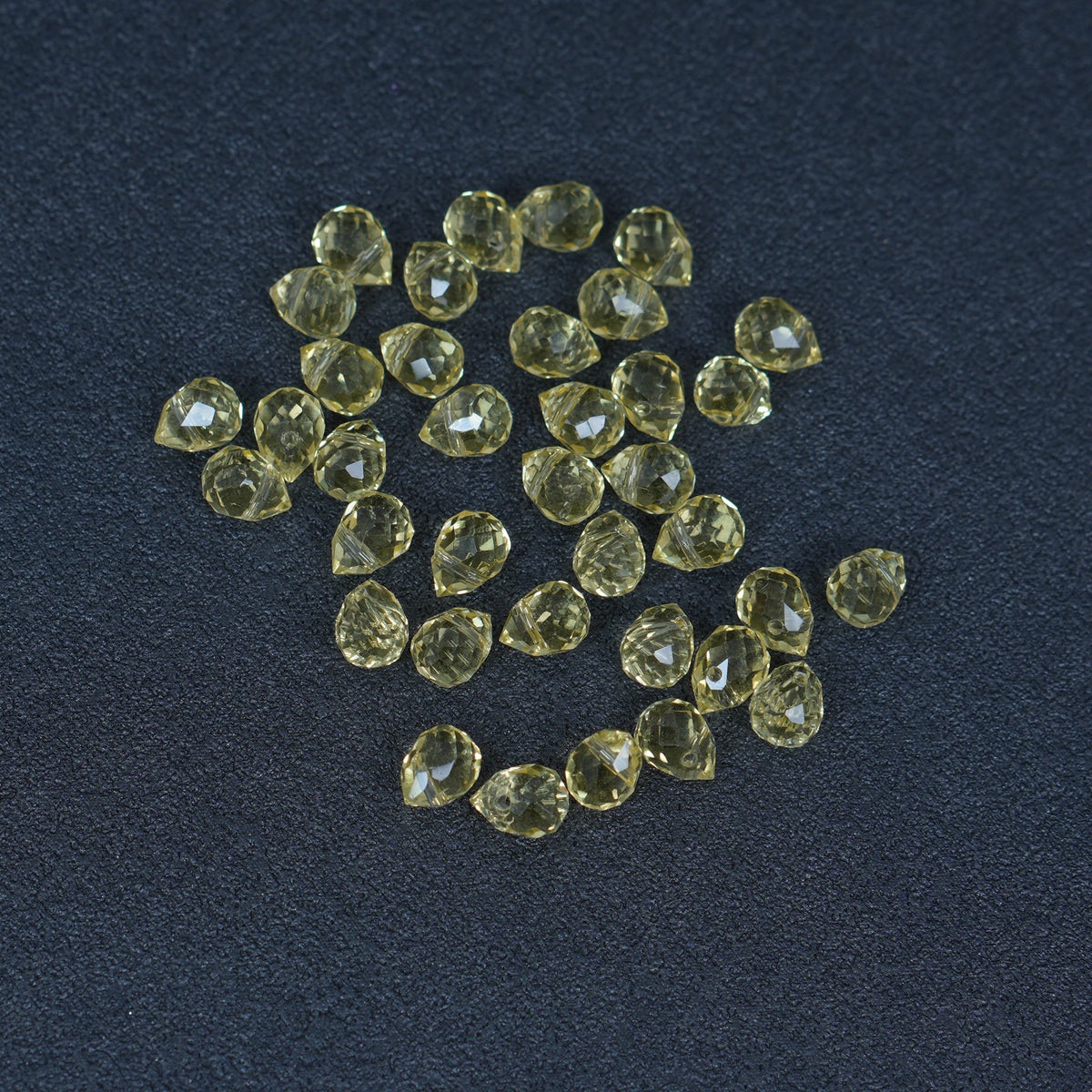 40PCS Lemon Yellow Faceted Teardrop Glass Beads, 8x10mm for Jewelry Making