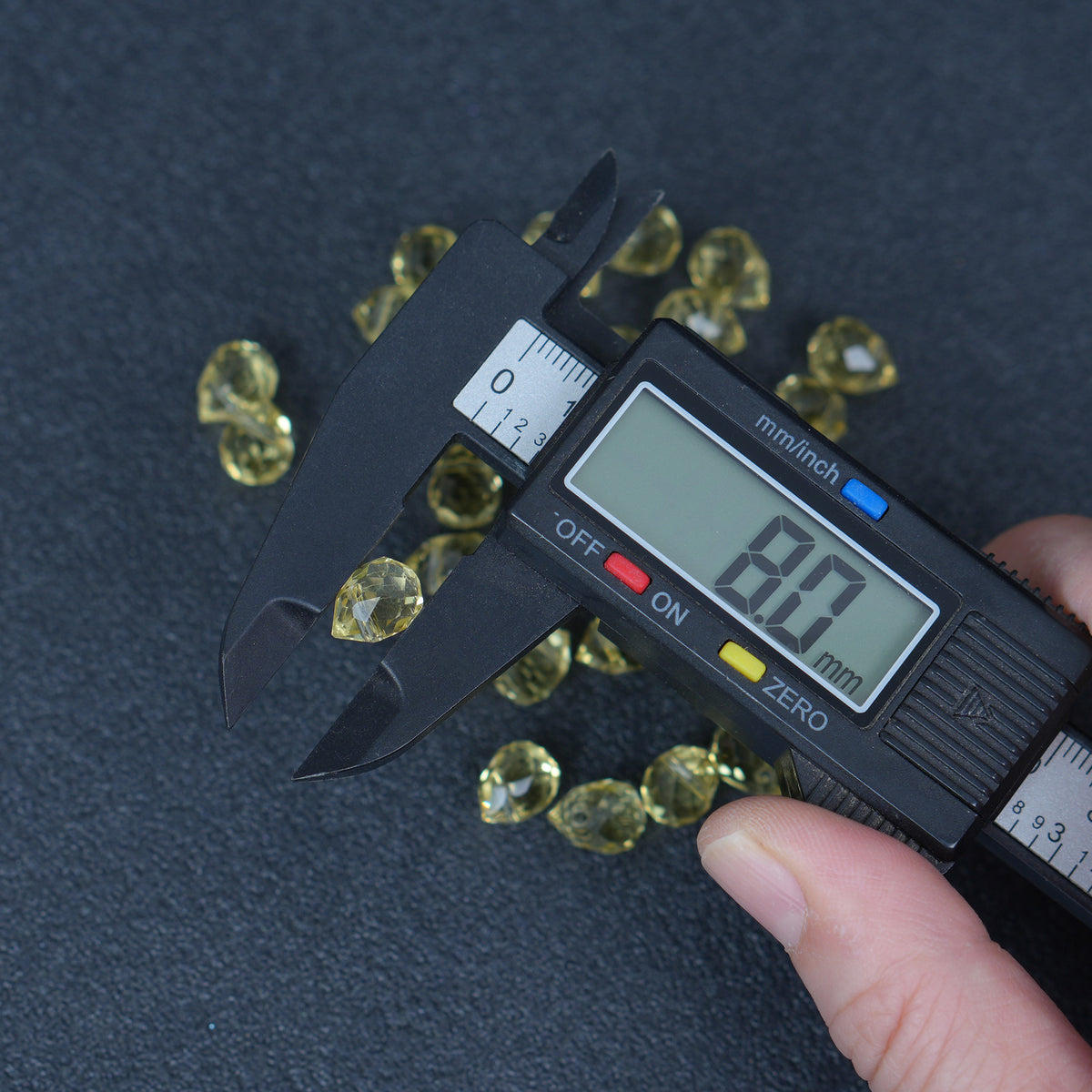 40PCS Lemon Yellow Faceted Teardrop Glass Beads, 8x10mm for Jewelry Making