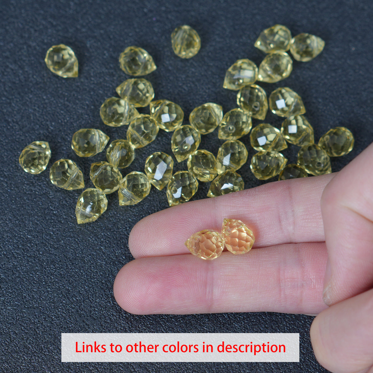 40PCS Lemon Yellow Faceted Teardrop Glass Beads, 8x10mm for Jewelry Making