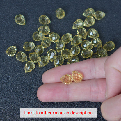 40PCS Lemon Yellow Faceted Teardrop Glass Beads, 8x10mm for Jewelry Making