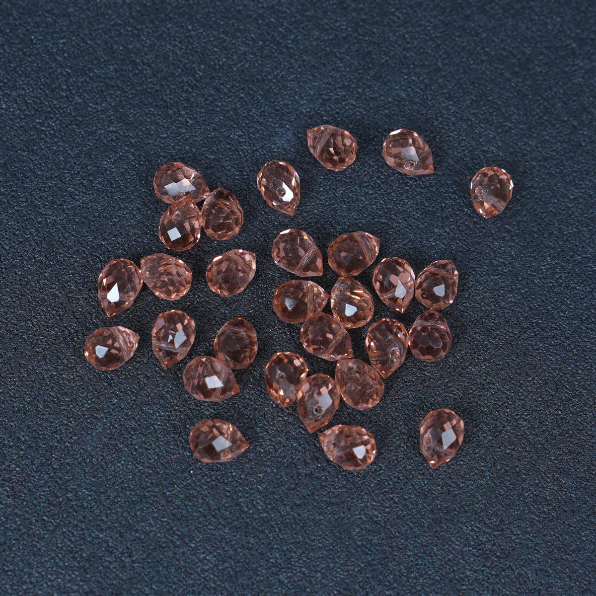40PCS Light Rose Faceted Teardrop Glass Beads, 8x10mm for Jewelry Making